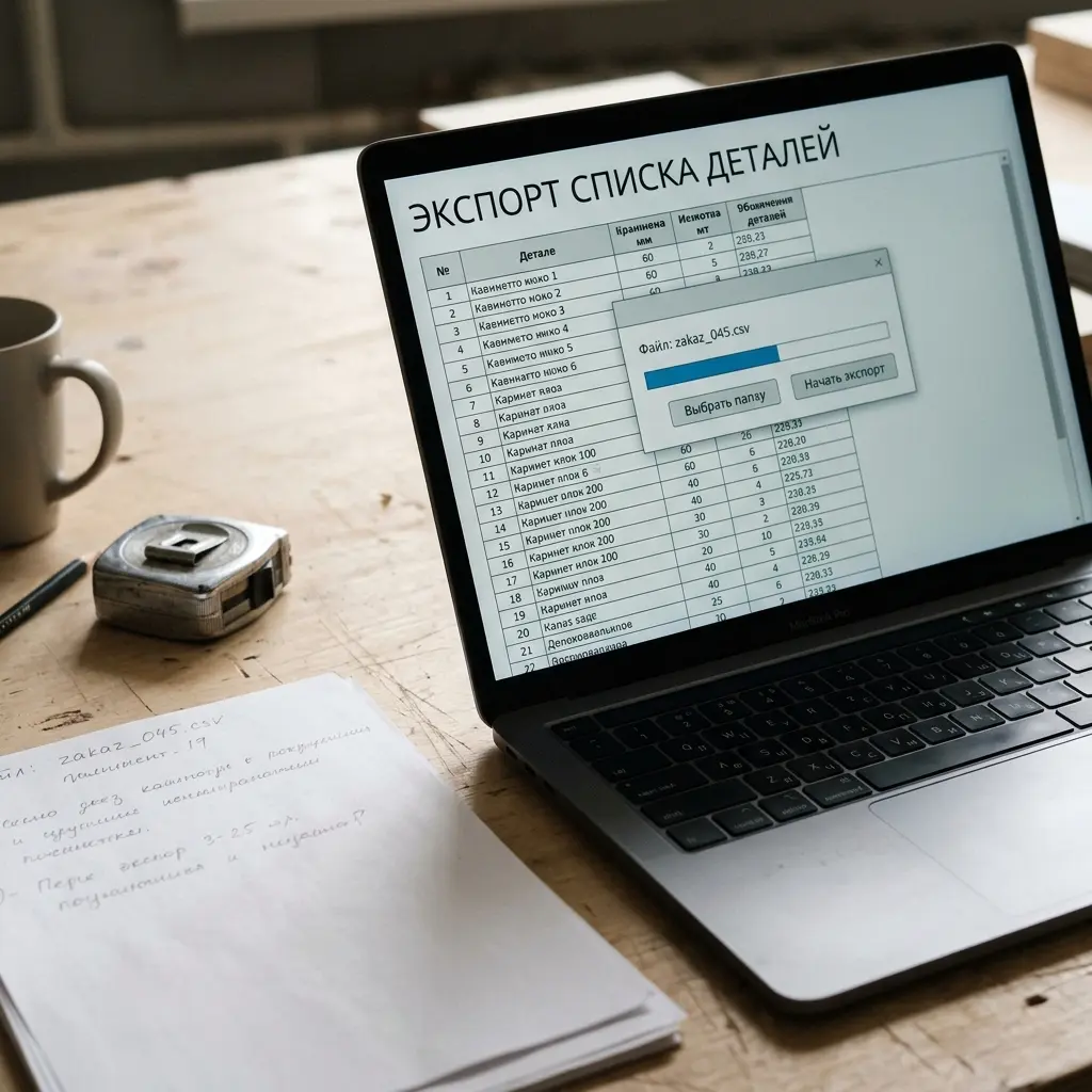 Выгрузка проекта в формат .xml на экране Базис-Мебельщик